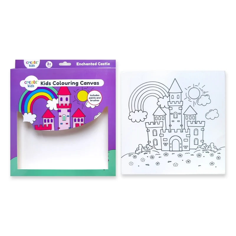 Create - Colouring & Painting Canvas Kit - Enchanted Castle