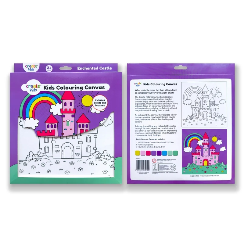 Create - Colouring & Painting Canvas Kit - Enchanted Castle