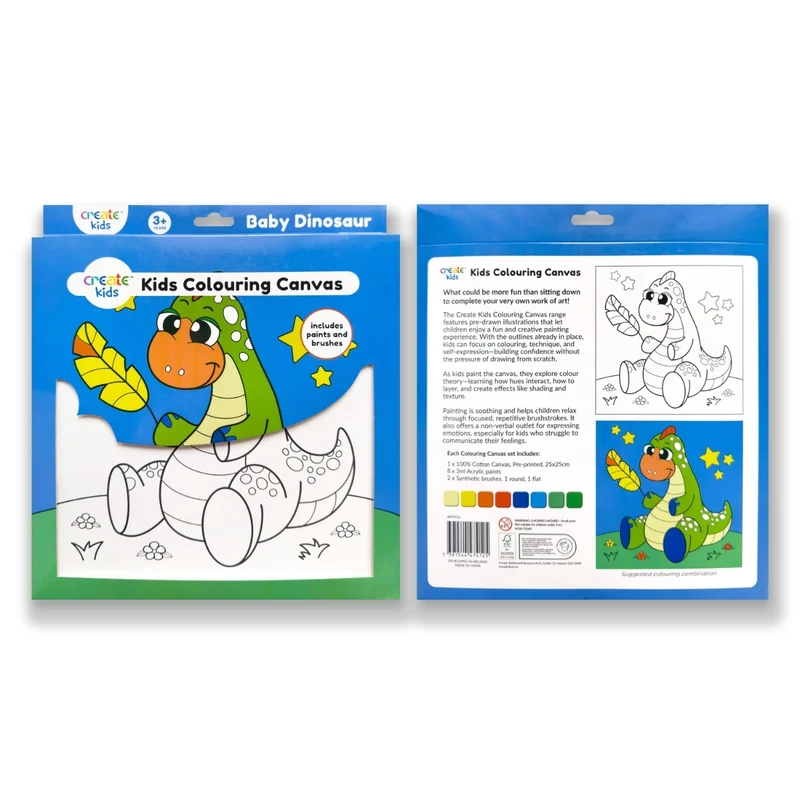Create - Colouring & Painting Canvas Kit - Baby Dinosaur
