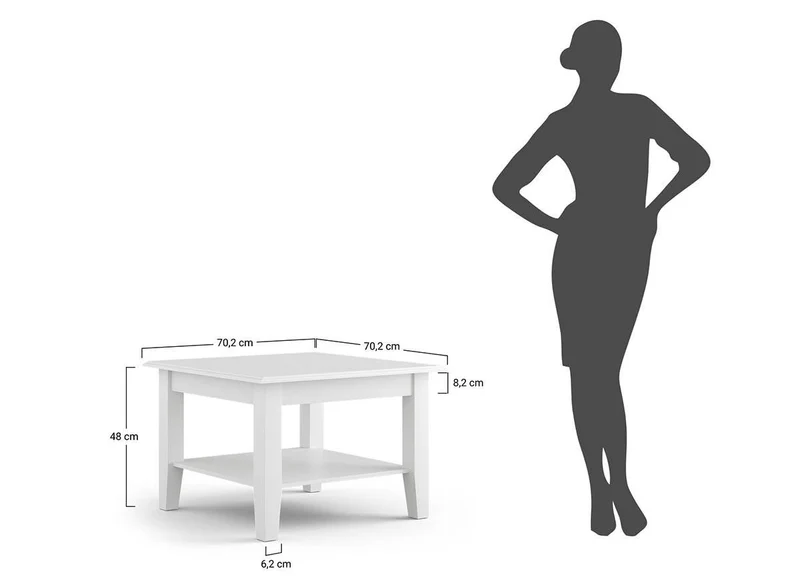 Couchtisch Belluno Elegante aus Massivholz in Weiß