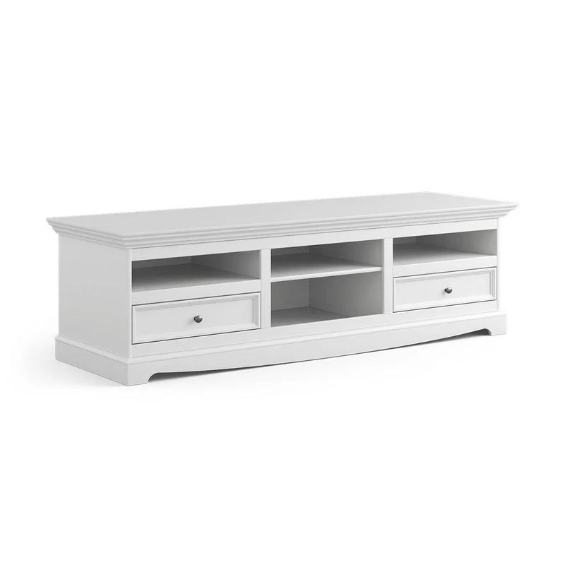 TV-Board Belluno Elegante in Weiß | Sideboard mit zwei Schubladen