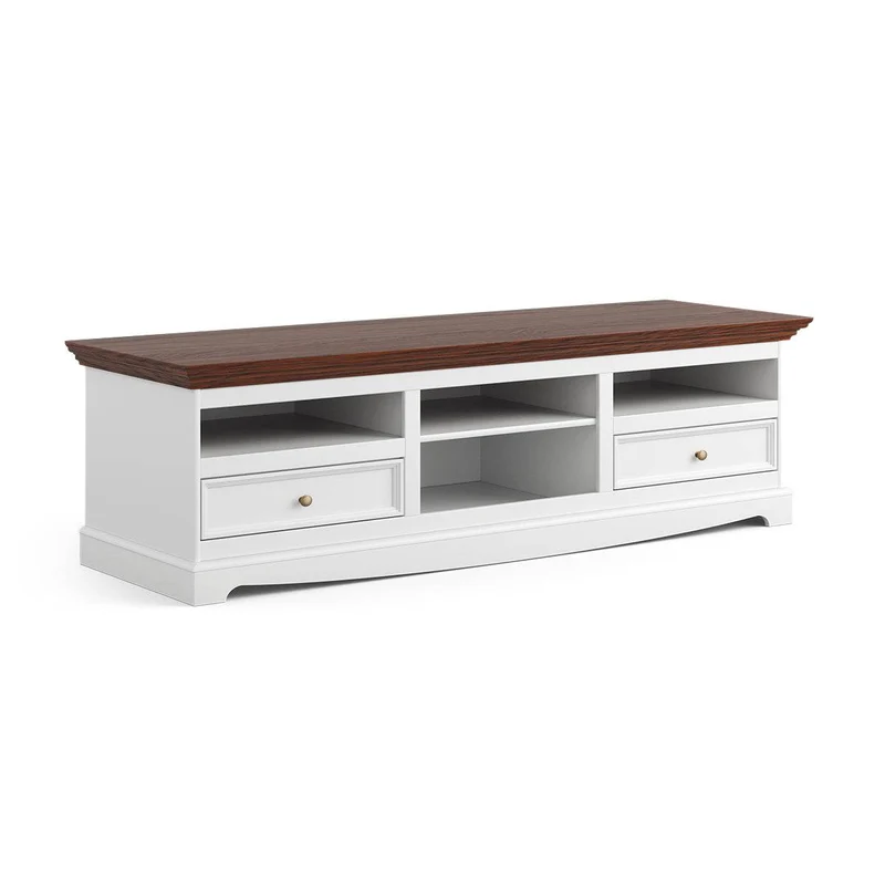 TV-Board Belluno Elegante in Weiß | Sideboard mit zwei Schubladen