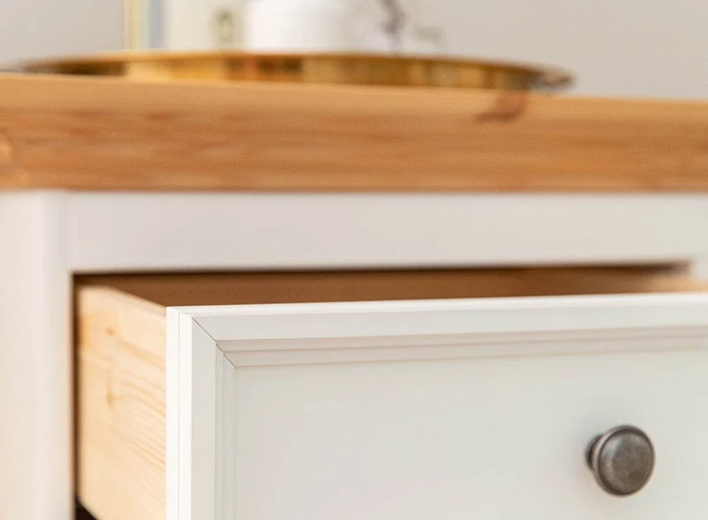 TV-Board Belluno Elegante in Weiß | Sideboard mit zwei Schubladen