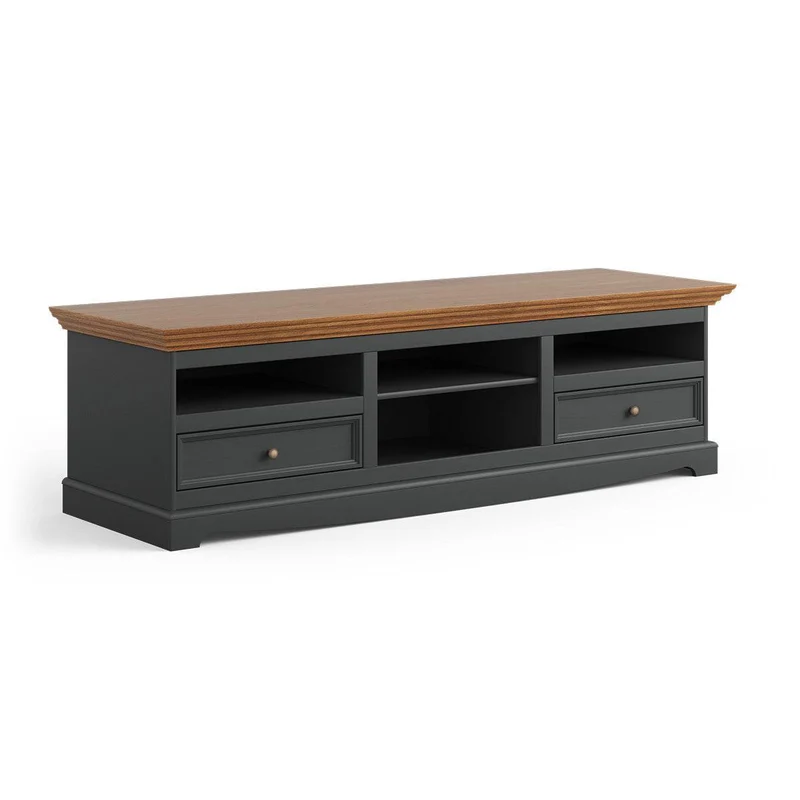 TV-Board Belluno Elegante in Graphit | Sideboard mit zwei Schubladen