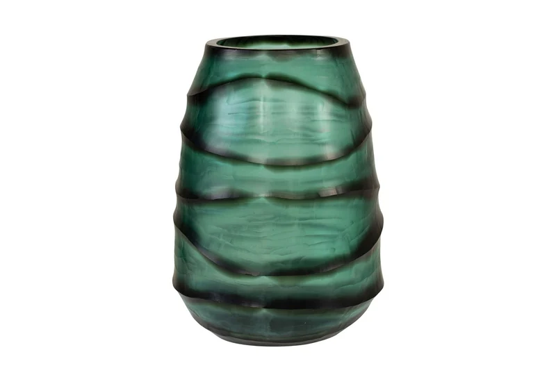 Casa Padrino Luxus Kerzenhalter Türkis / Grau 26 x 19,5 x H. 24 cm - Windlicht aus massivem Farbglas in Aqua und Grau, auch als Vase verwendbar - Luxus Deko Accessoires