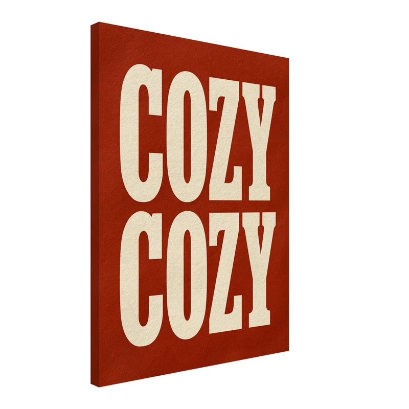 Cozy Schriftzug rot Leinwand