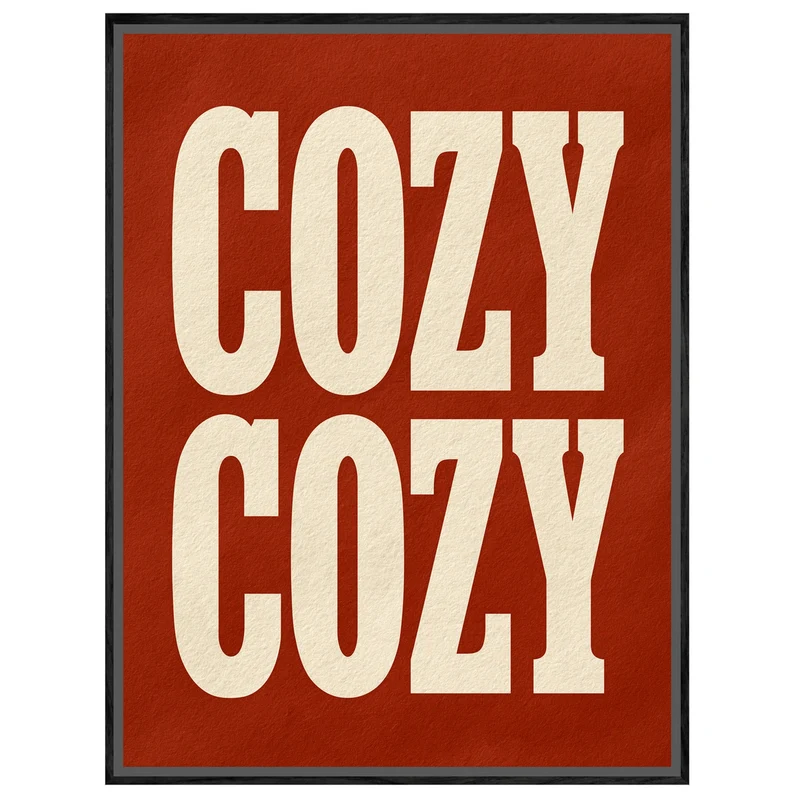 Cozy Schriftzug rot Leinwand