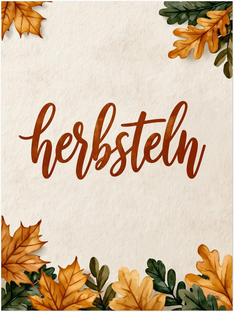 Herbsteln Schriftzug Blätter Poster