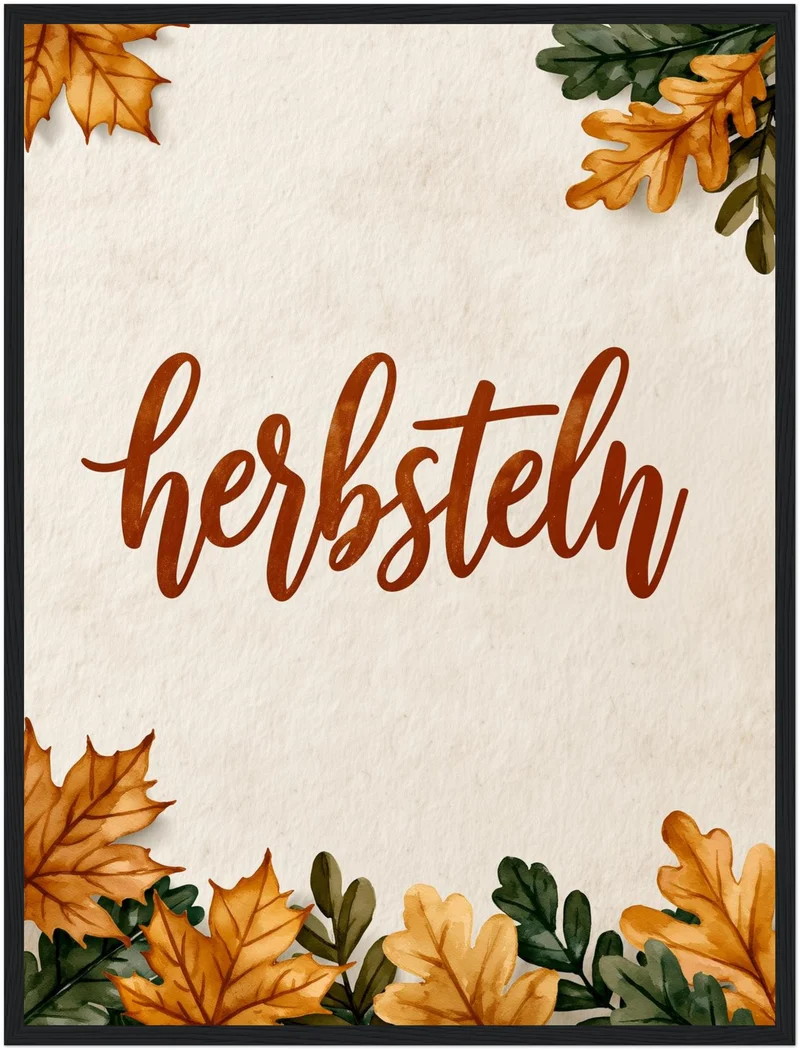 Herbsteln Schriftzug Blätter Poster