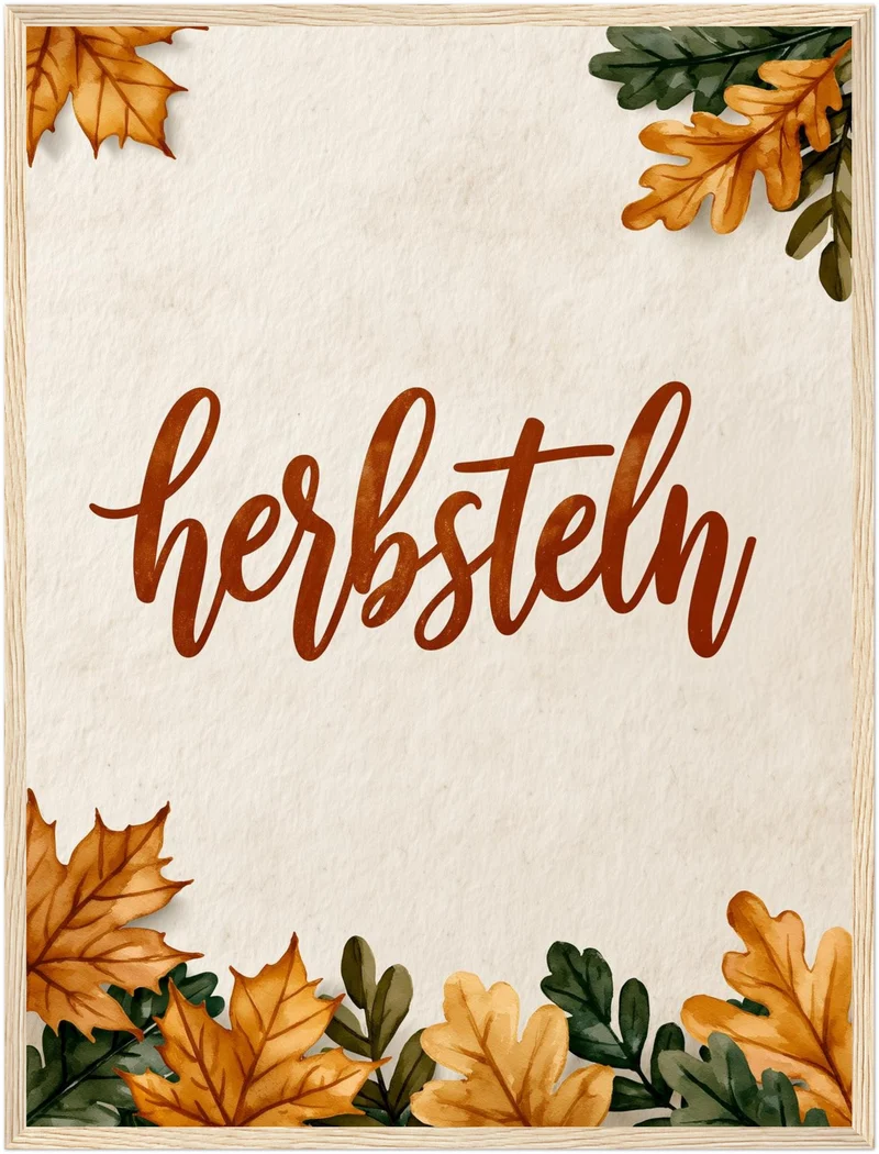 Herbsteln Schriftzug Blätter Poster