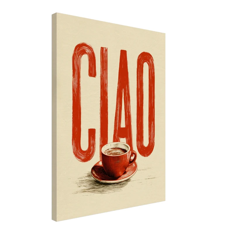 Ciao Espresso rot Leinwand