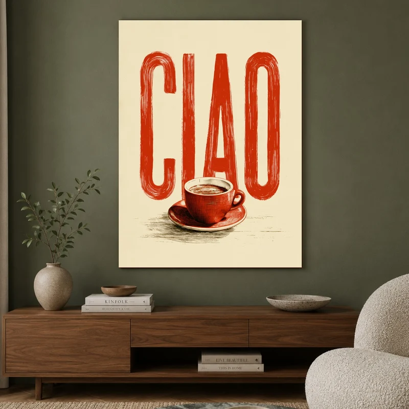 Ciao Espresso rot Leinwand