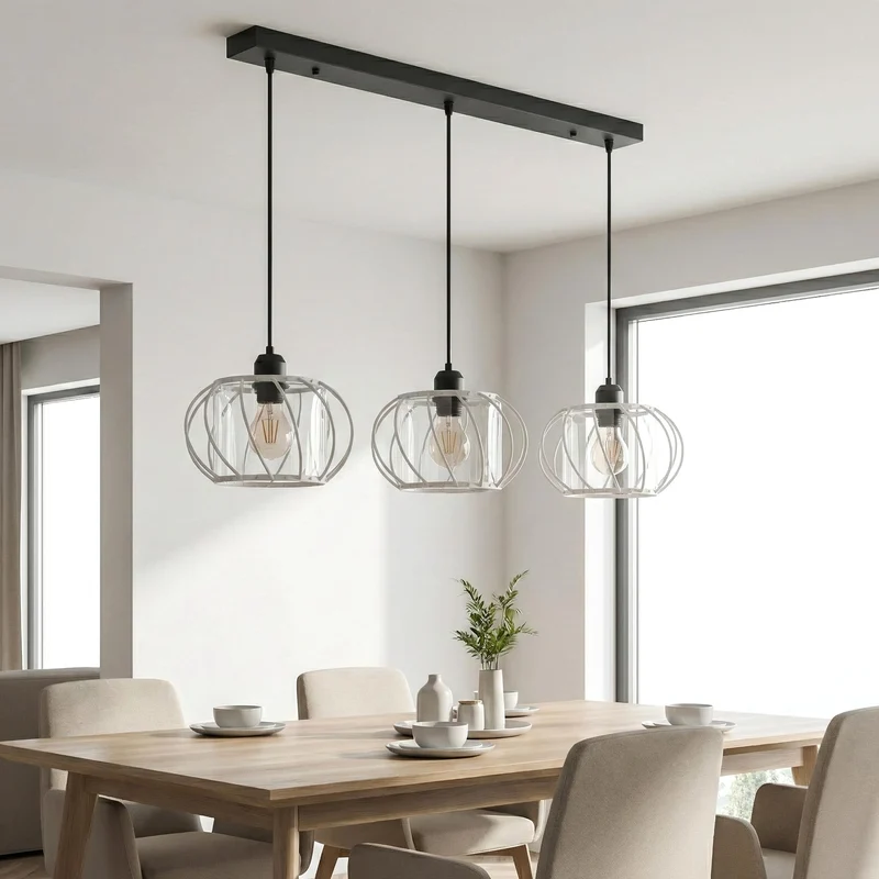 Hängeleuchte mit 3-flammige Kristallglas-Schirm | Decken Pendelleuchte~3608