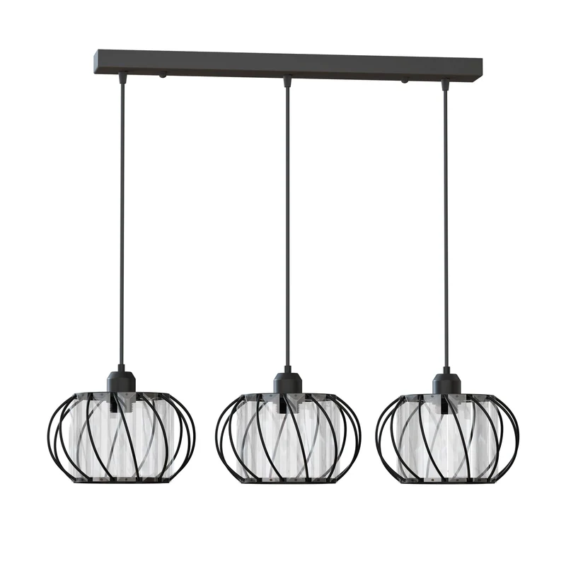 Hängeleuchte mit 3-flammige Kristallglas-Schirm | Decken Pendelleuchte~3608