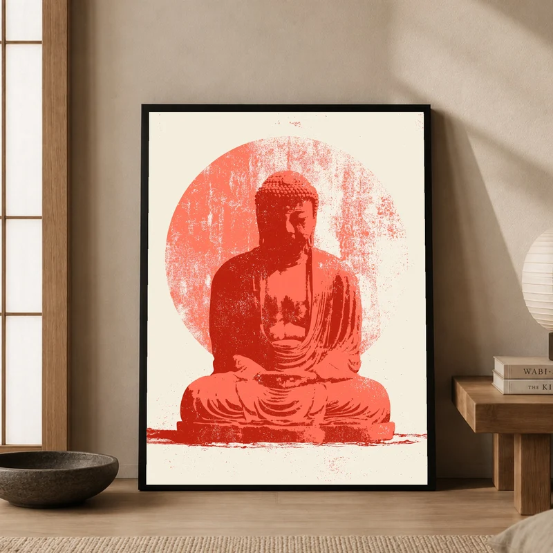 Roter Buddha im Licht Poster