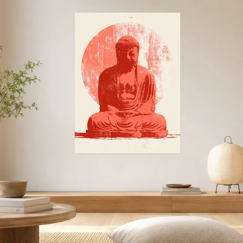Roter Buddha im Licht Poster
