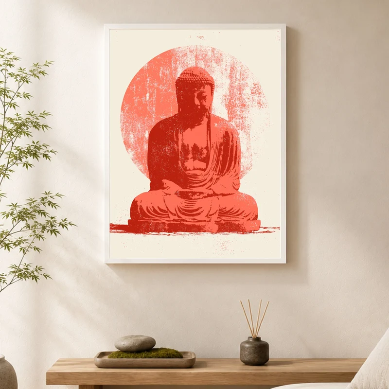 Roter Buddha im Licht Poster
