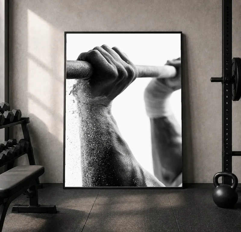 Griff aus Kreide und Stahl Leinwand