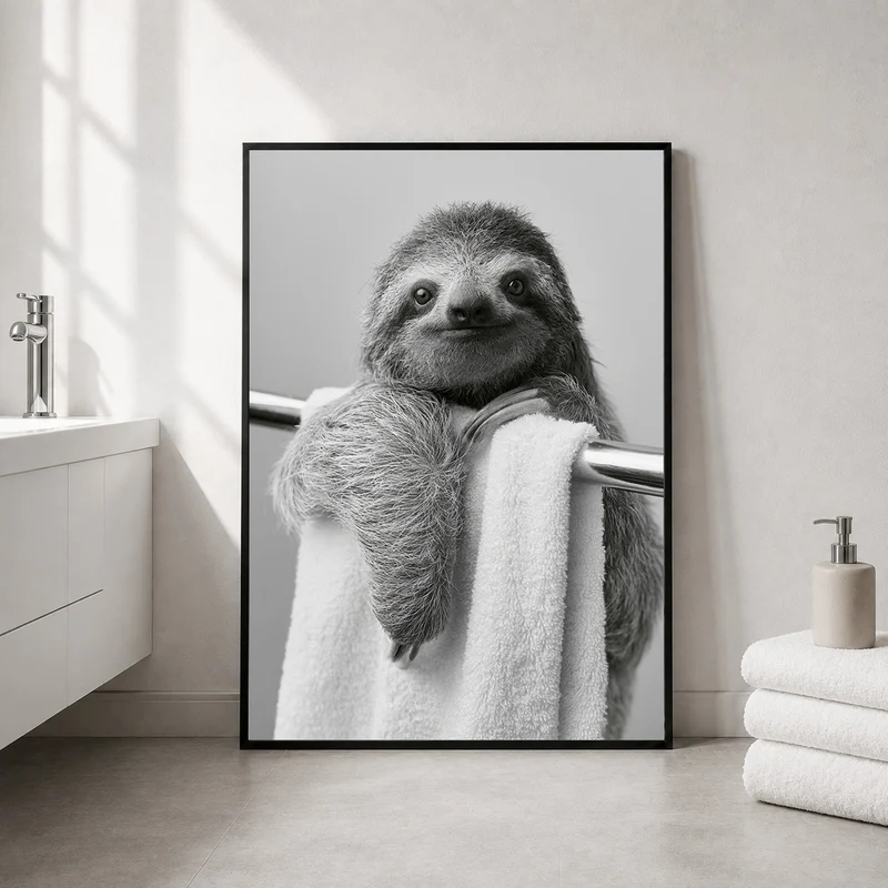 Faultier am Handtuchhalter Poster