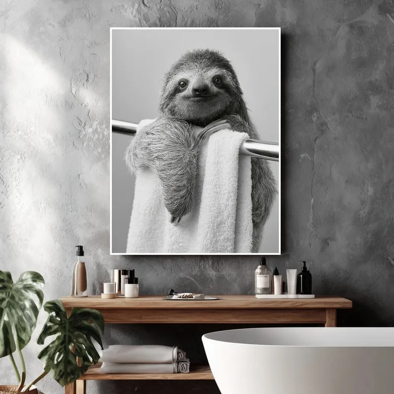 Faultier am Handtuchhalter Poster