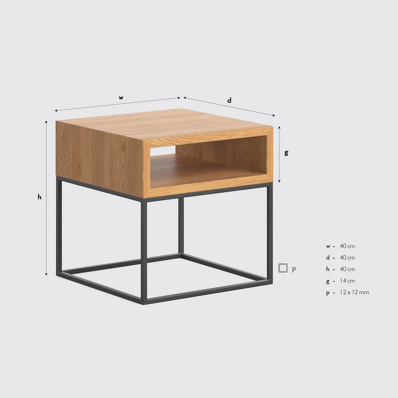 Industrial Nachttisch aus massiver Eiche | Bestelltisch Loom mit Ablage