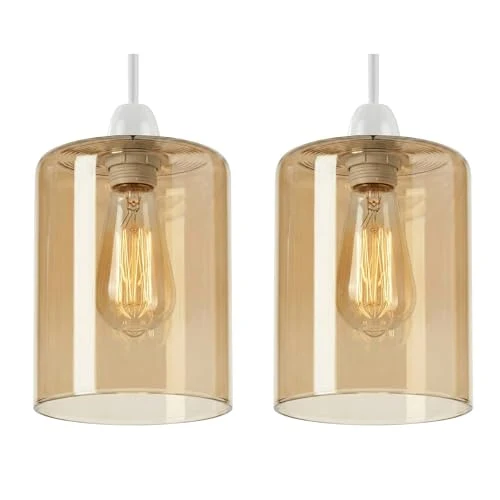 Lampenschirm aus bernsteinfarbenem Glas im Vintage-Stil, E27~3602