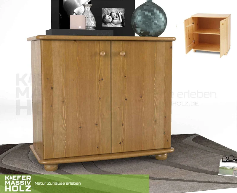 Claudia Kommode Bio Kiefer | Massivholz Sideboard | 2-Türig Anrichte aus 100% Kiefer