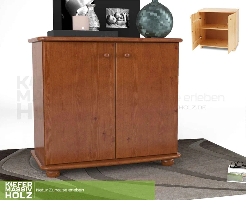 Claudia Kommode Bio Kiefer | Massivholz Sideboard | 2-Türig Anrichte aus 100% Kiefer