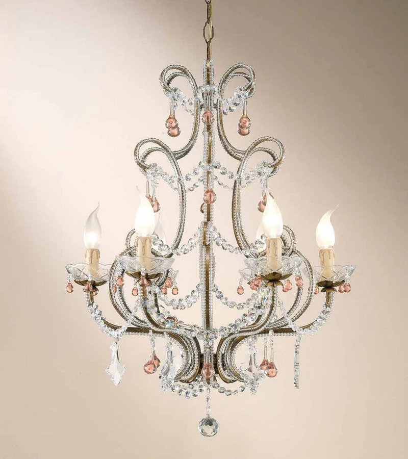 Casa Padrino Barock Kronleuchter Ø 55 x H. 70 cm 6-flammig - Handgefertigte Leuchte aus Italien - Barock Leuchten