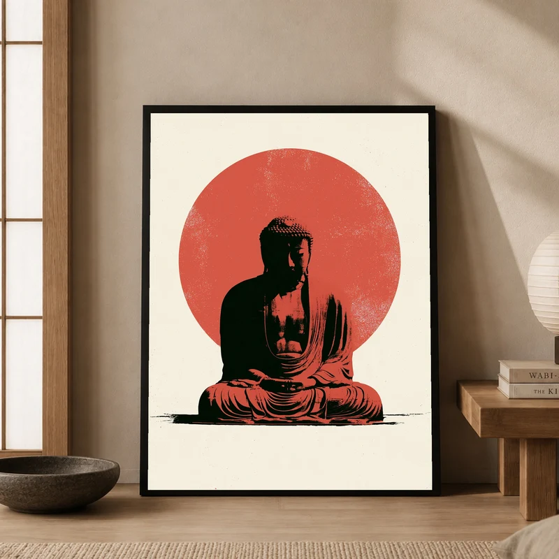 Buddha im roten Licht Poster
