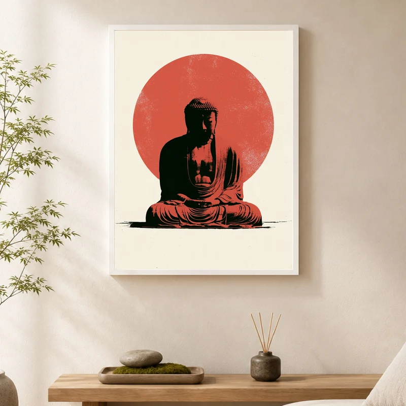 Buddha im roten Licht Poster