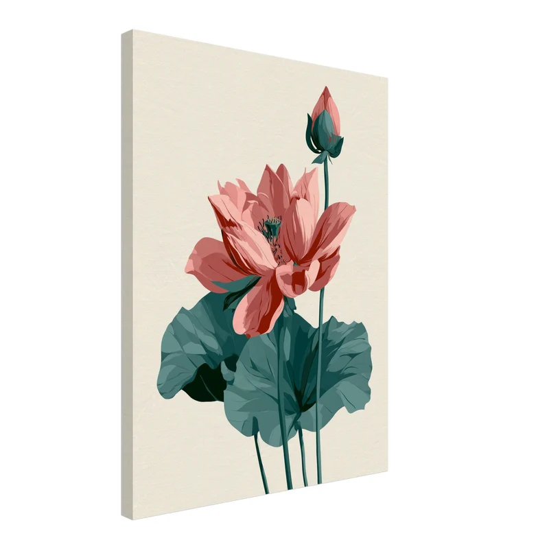 Lotusblüte und Knospe Leinwand