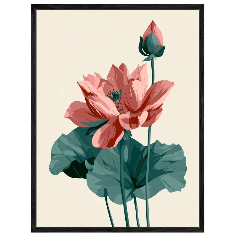 Lotusblüte und Knospe Leinwand