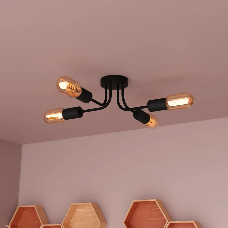 Moderne schwarze 4-fach verstellbare LED-Deckenleuchte für Wohnkultur~3451