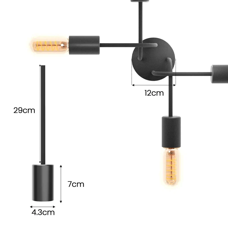 Moderne schwarze 4-fach verstellbare LED-Deckenleuchte für Wohnkultur~3451