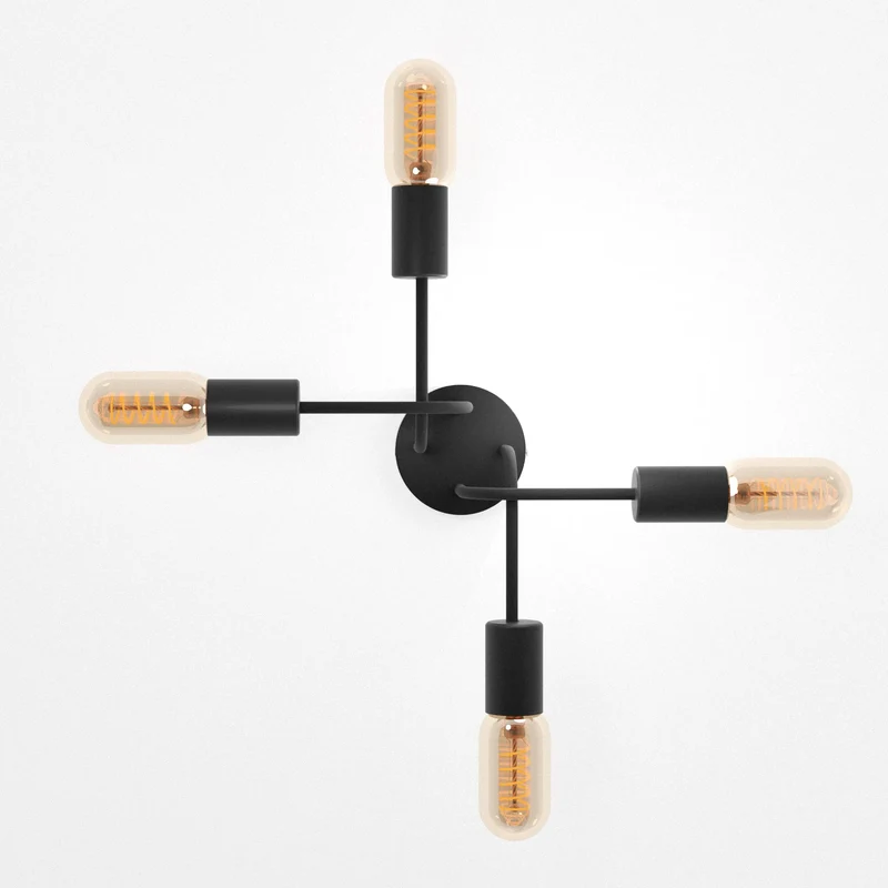 Moderne schwarze 4-fach verstellbare LED-Deckenleuchte für Wohnkultur~3451