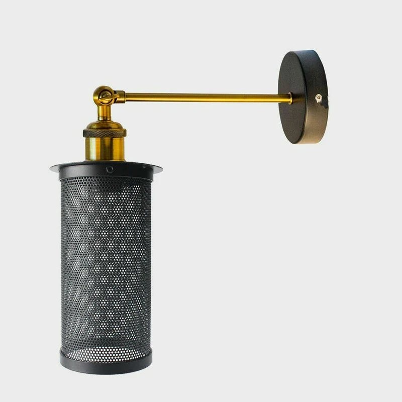 Industrie Nachttisch Wandleuchte mit Metallkäfig Design ~3591