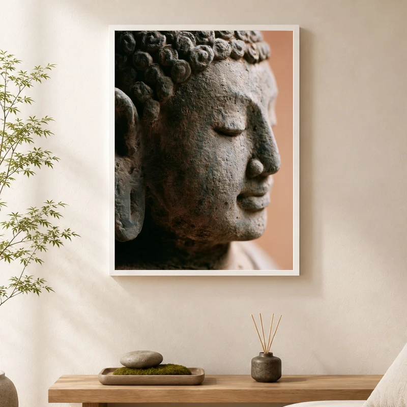 Stiller Buddha im Profil Poster