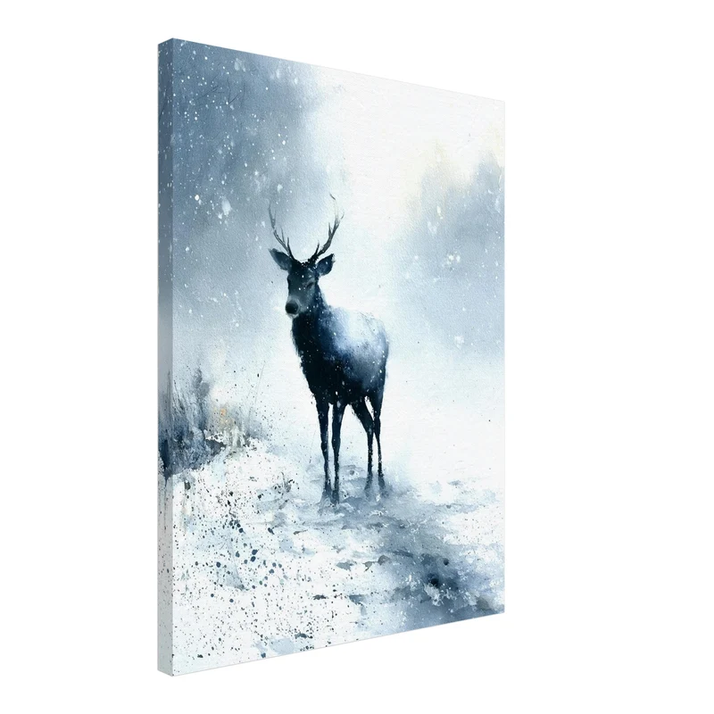 Hirsch im Schneesturm Leinwand