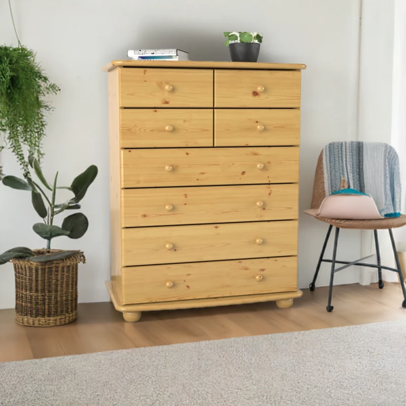 Anika Bio Kiefer Massivholz Kommode 8-Schubladen aus 100% Bio Kiefer