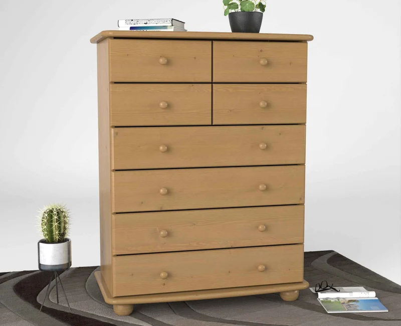 Anika Bio Kiefer Massivholz Kommode 8-Schubladen aus 100% Bio Kiefer