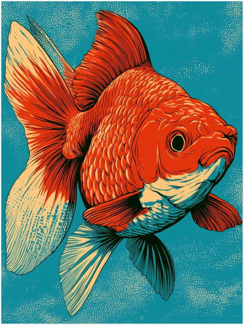 Roter Goldfisch Illustration Poster