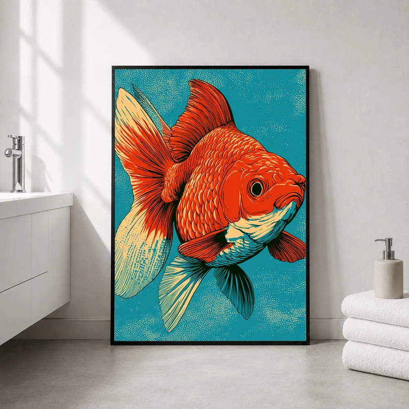 Roter Goldfisch Illustration Poster