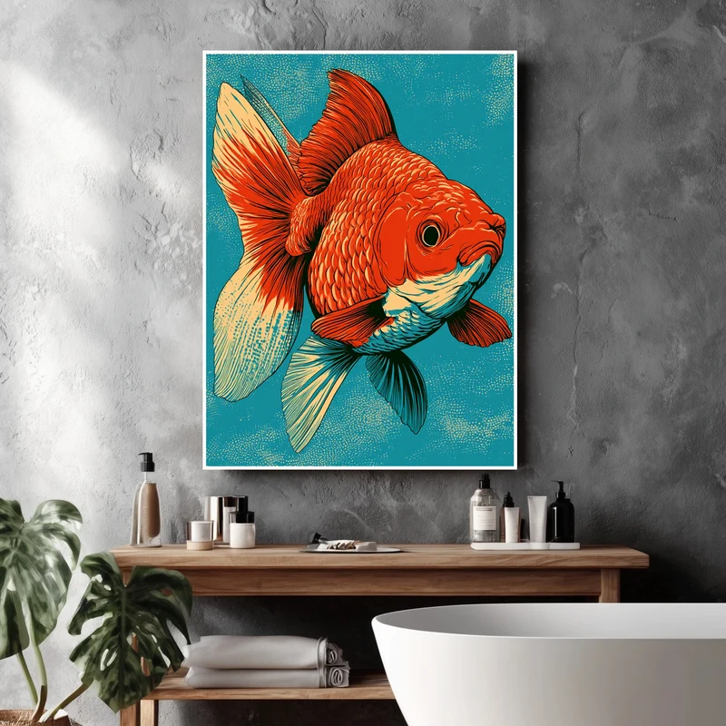 Roter Goldfisch Illustration Poster