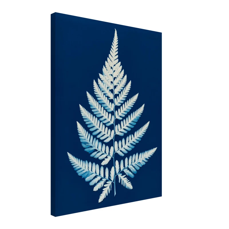 Farn Cyanotypie blau Leinwand