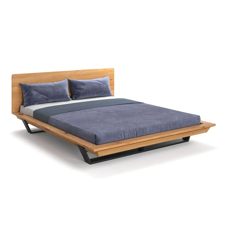 Industrial Bett aus massiver Eiche und Metall | Nova Slim