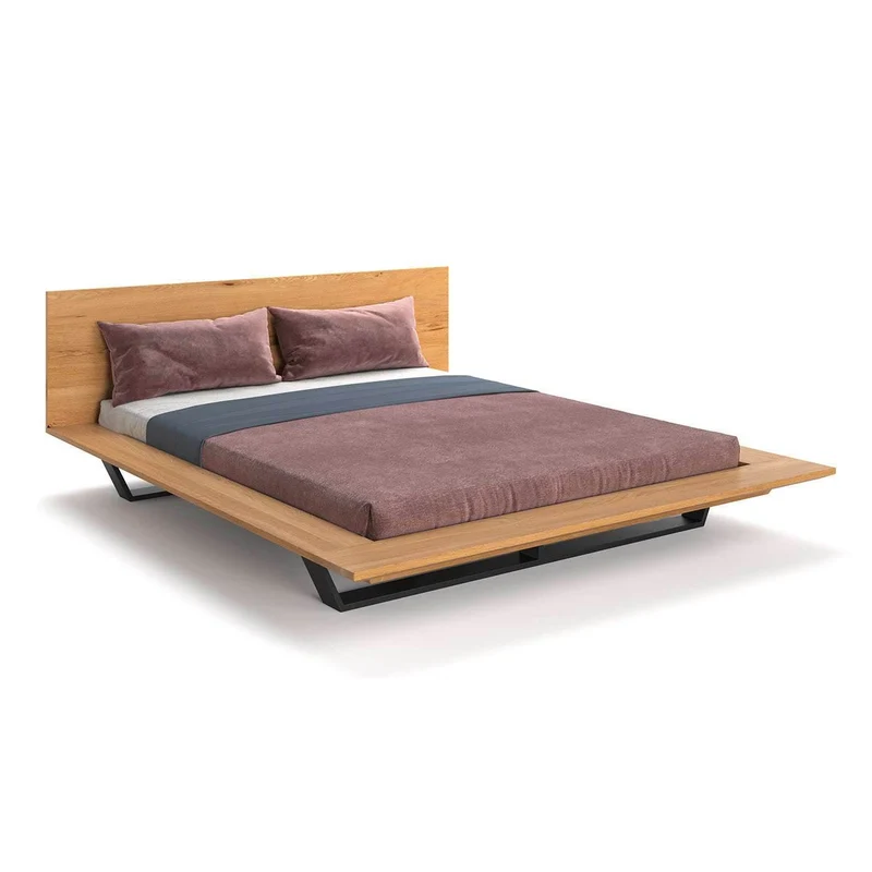 Industrial Bett Nova aus massiver Eiche und Metall
