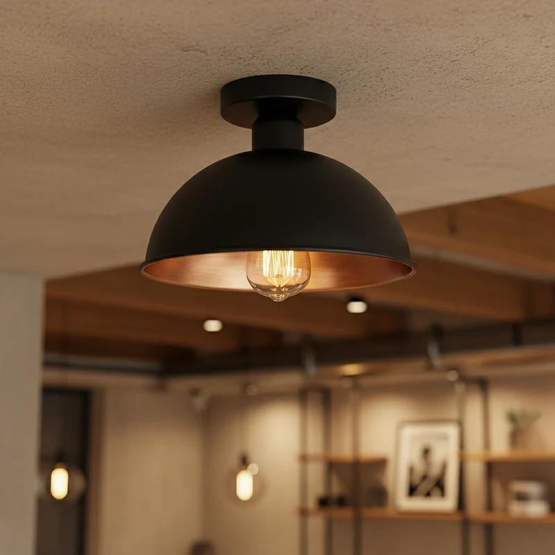 Retro Tresenleuchte Unterputz – Vintage Industrie Deckenlampe | Ø 21cm | E27 ~3573
