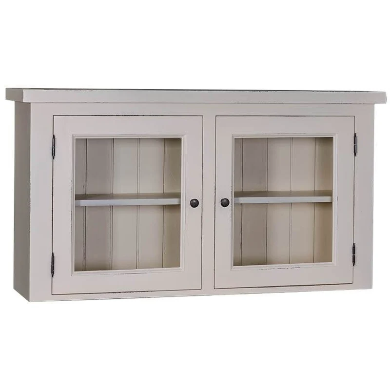 Hängeschrank aus Massivholz im Landhausstil mit Glastüren - Geschirrschrank