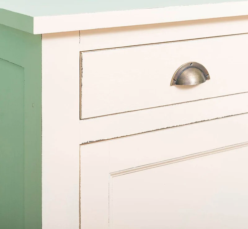 Kleines Küchenmodul aus Massivholz | Küchenschrank mit Tür und Schublade